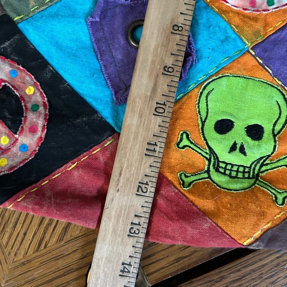 Vintage NEPAL BOHO Hippie PEACE SKULLS Patchwork Shoulder Hippie Bag - Picture 10 of 11